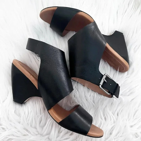 CORSO COMO | Black Leather Sandals Ankle Boot Style Heel Strap | Size 9 - Picture 1 of 9